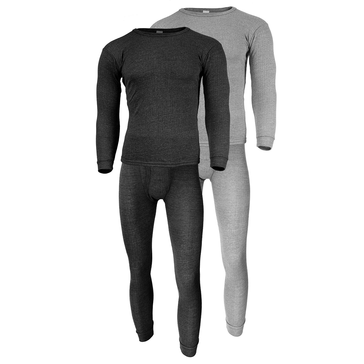 2 peças de roupa interior térmica para homem | Camisa + calças | Antracite/Cinza