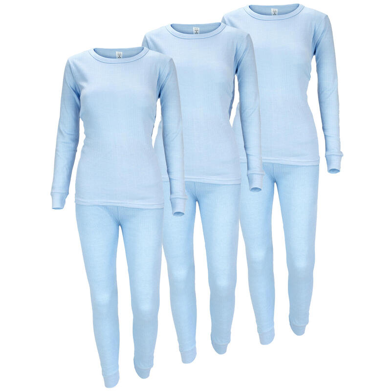 Lenjerie termică femei Set de 3 | Cămașă + Pantaloni | Albastru clar