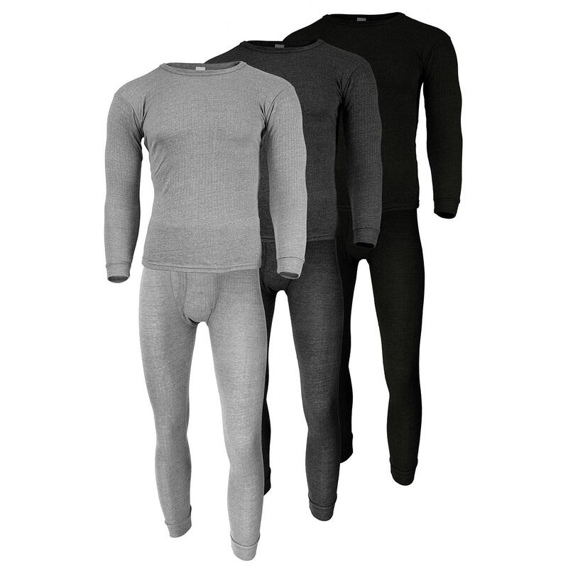 Lenjerie termică bărbați set de 3 | Cămașă + pantaloni | Antracit/gri/negru