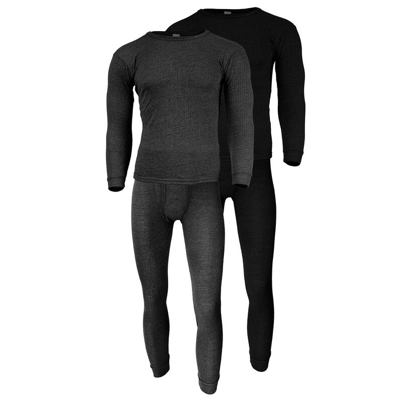 Set 2 sous-vêtements thermiques | Hommes | Doublure polaire | Anthracite/Noir