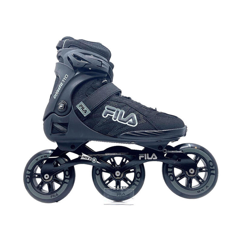 Fila Crosstraining 110 tri-skates zwart met soft boots en 110mm wielen