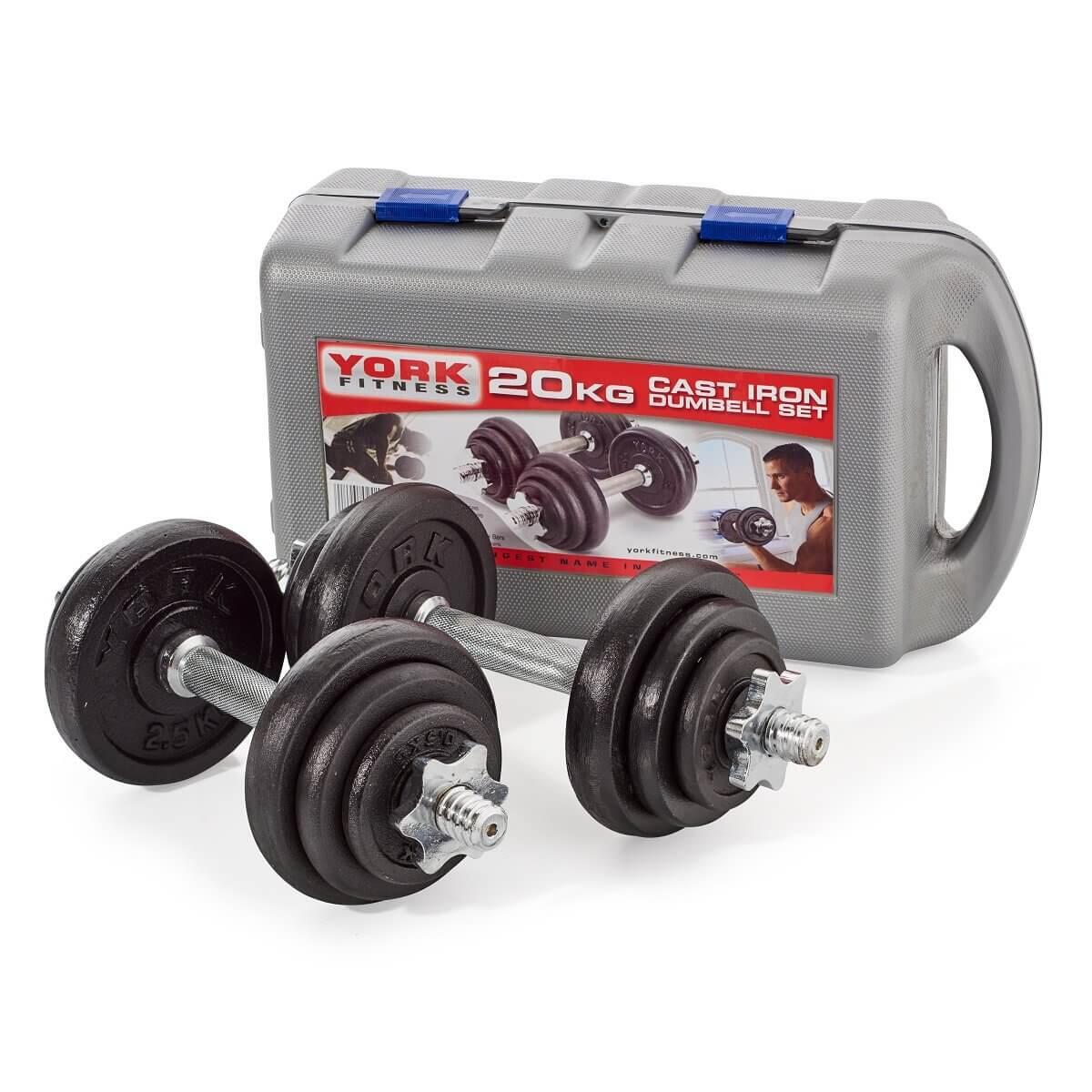 YORK York 20kg Cast Iron Dumbbell Set with Case