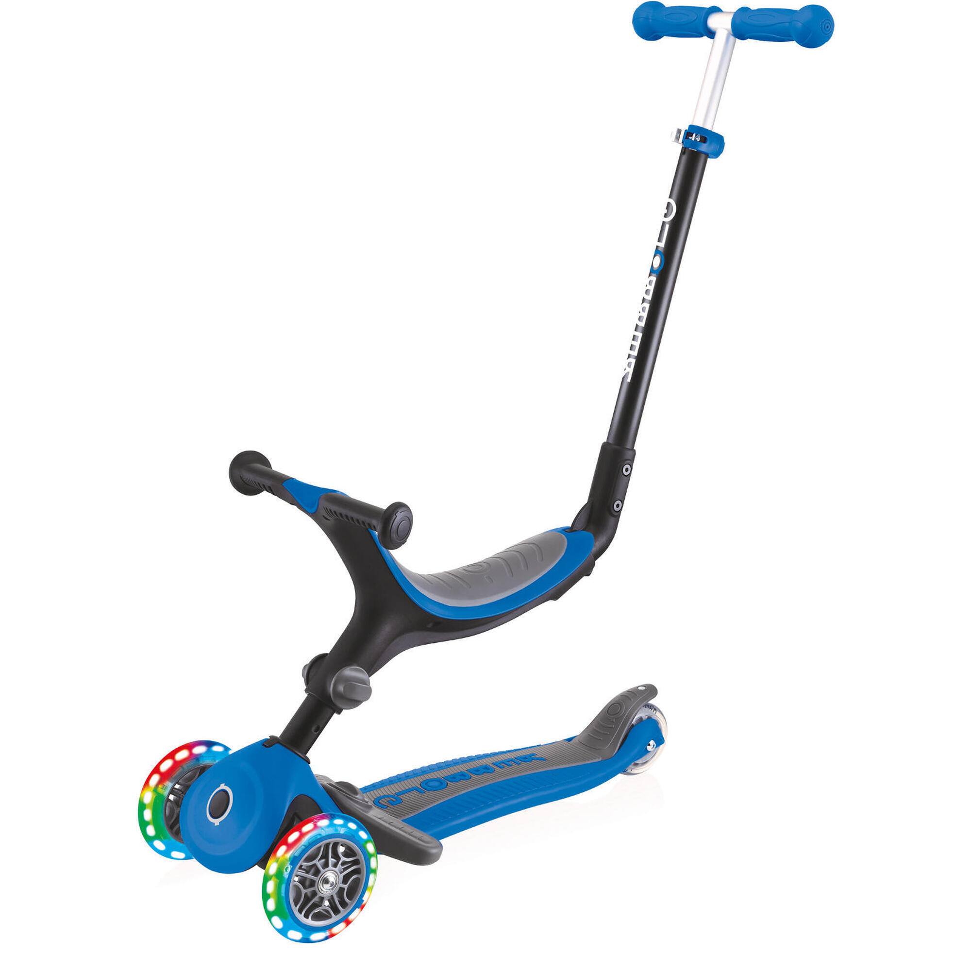 GLOBBER Scooter Laufrad / Dreirad  GO UP Foldable Plus Lights Blue