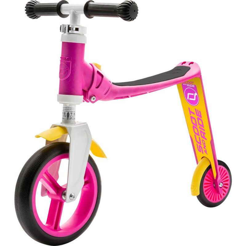 Scooter Laufrad / Dreirad  Highwaybaby  Pink-Gelb