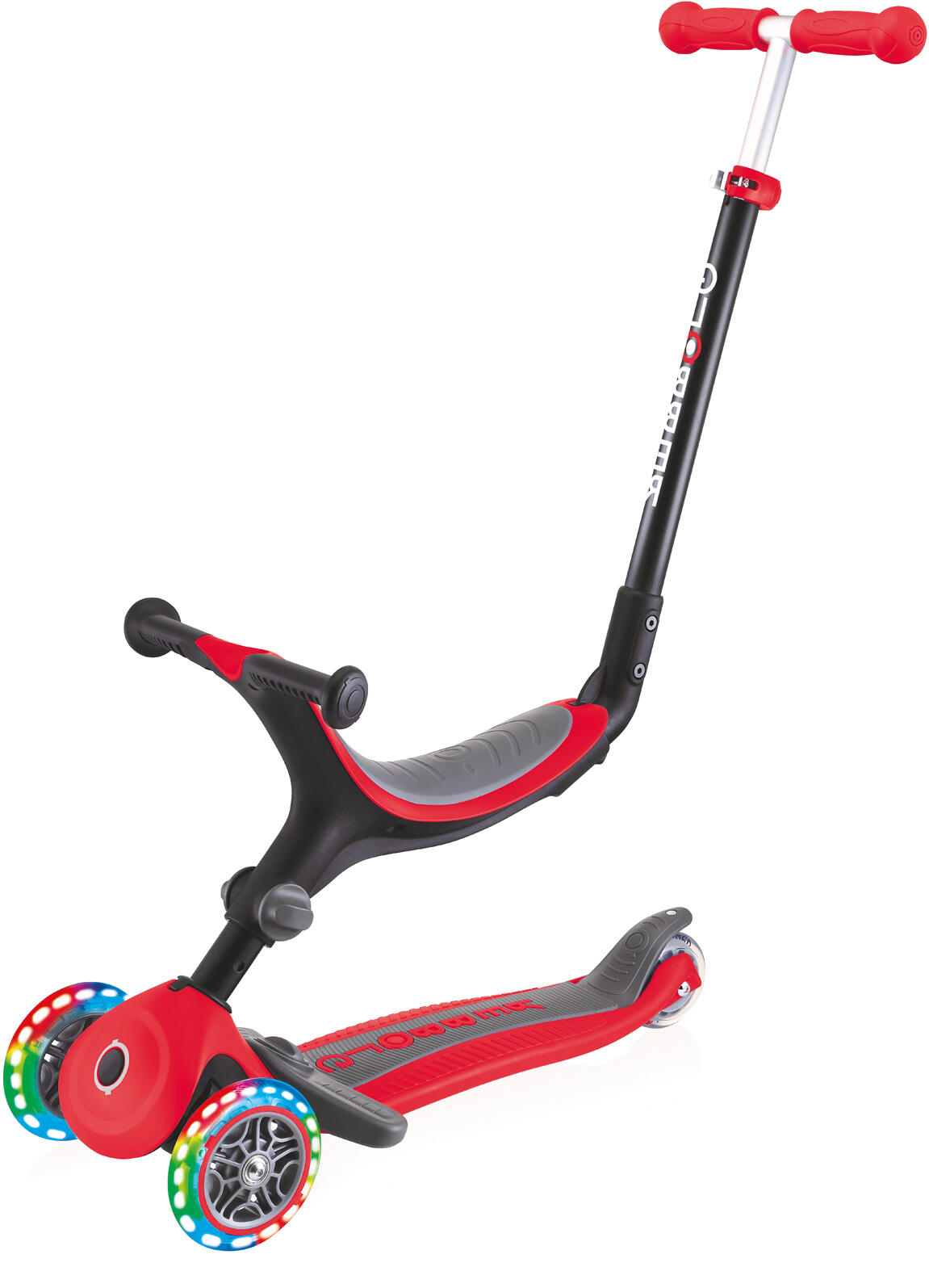 GLOBBER Scooter Laufrad / Dreirad  GO UP Foldable Plus Lights  Rot
