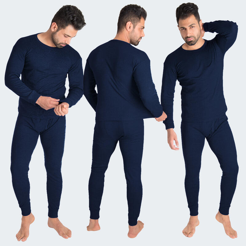 Lenjerie termică bărbați, set de 3 | Cămașă + pantaloni | Albastru