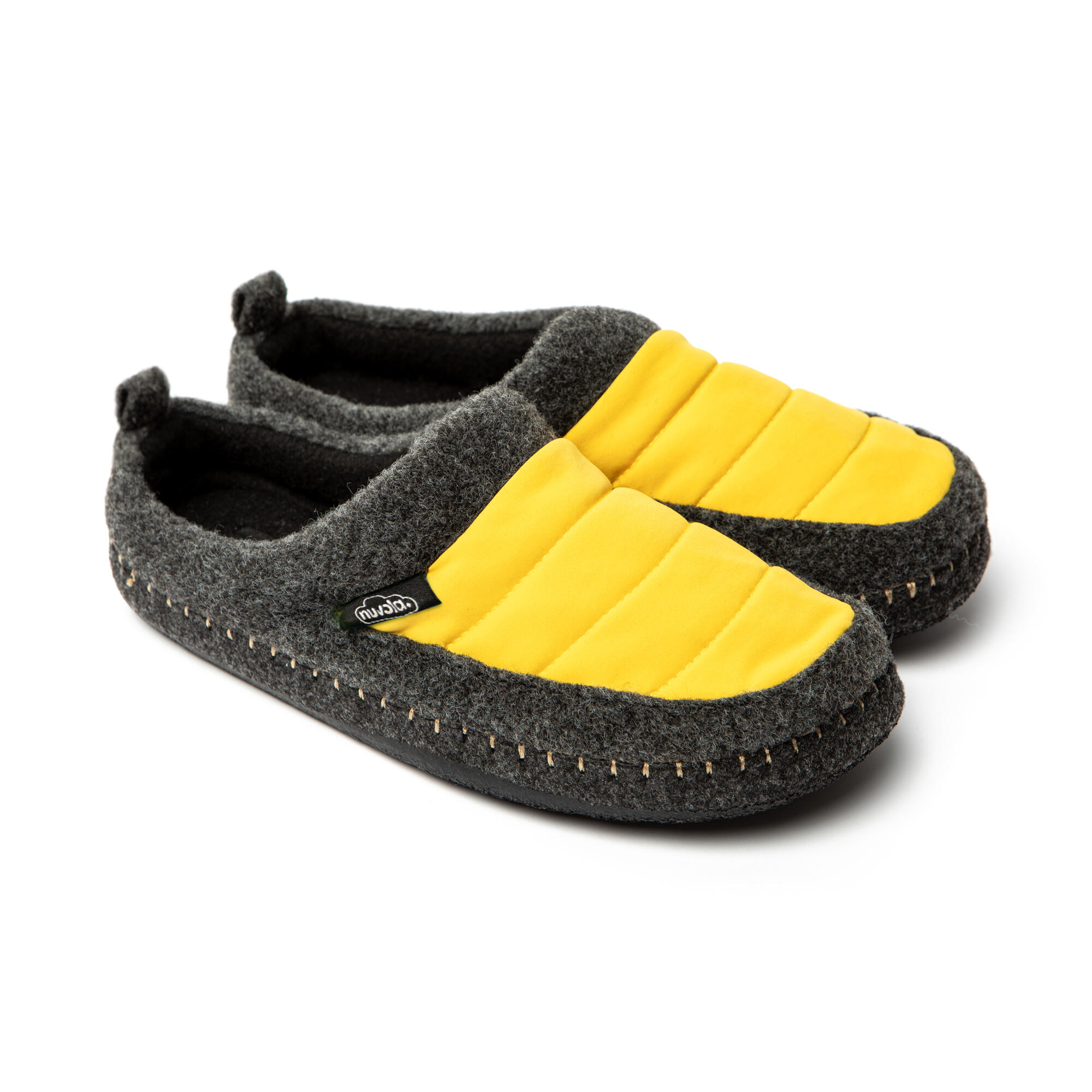 Chaussons unisex Nuvola de couleur moutarde avec semelle en gomme 2/6
