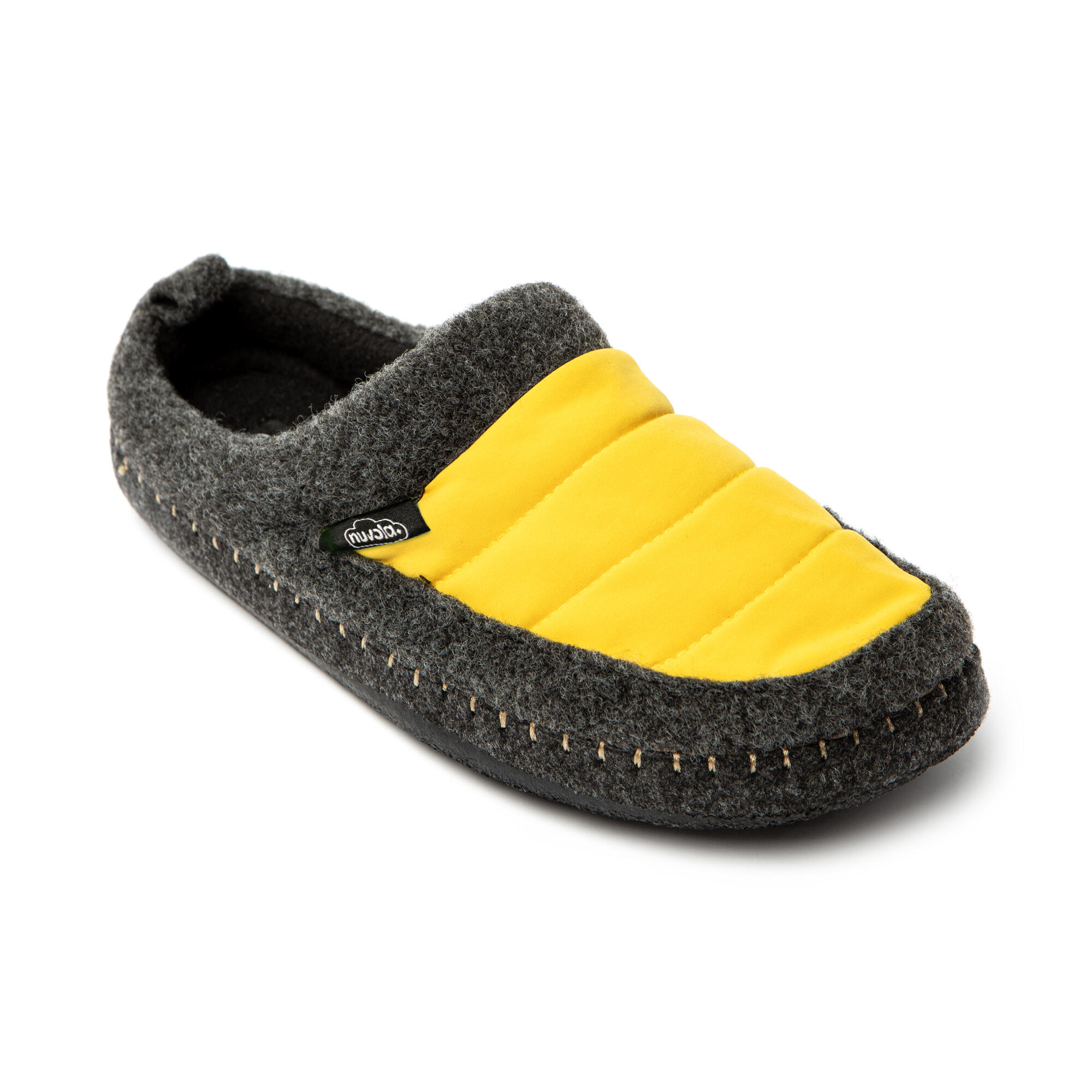 Chaussons unisex Nuvola de couleur moutarde avec semelle en gomme 3/6