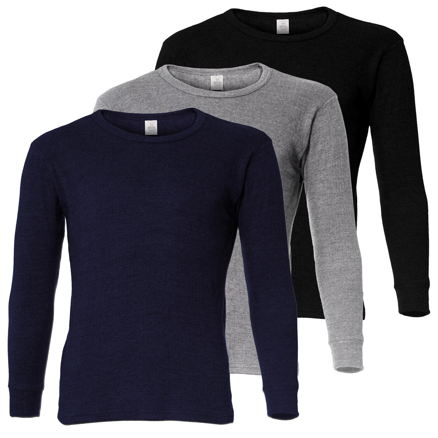 3 t-shirts thermiques | Sous-vêtements | Hommes | Polaire | Bleu/Gris/Noir 1/5