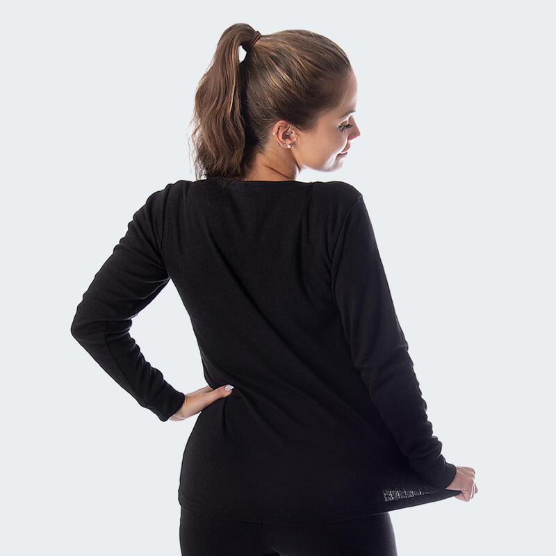 Thermoonderhemd voor dames | Sportonderhemd | Binnenkant fleece | Zwart