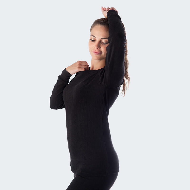 Camiseta térmica y deportiva | Mujer | Forro polar interior | Negro