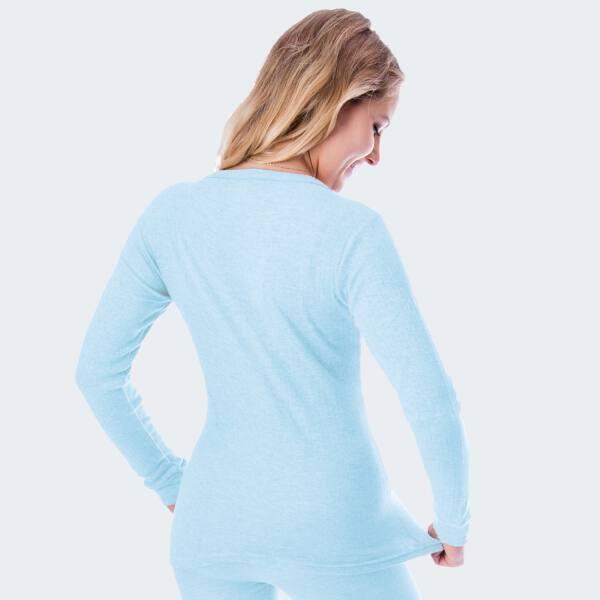 T-shirt thermique | Sous-vêtements | Femmes | Doublure polaire | Bleu clair