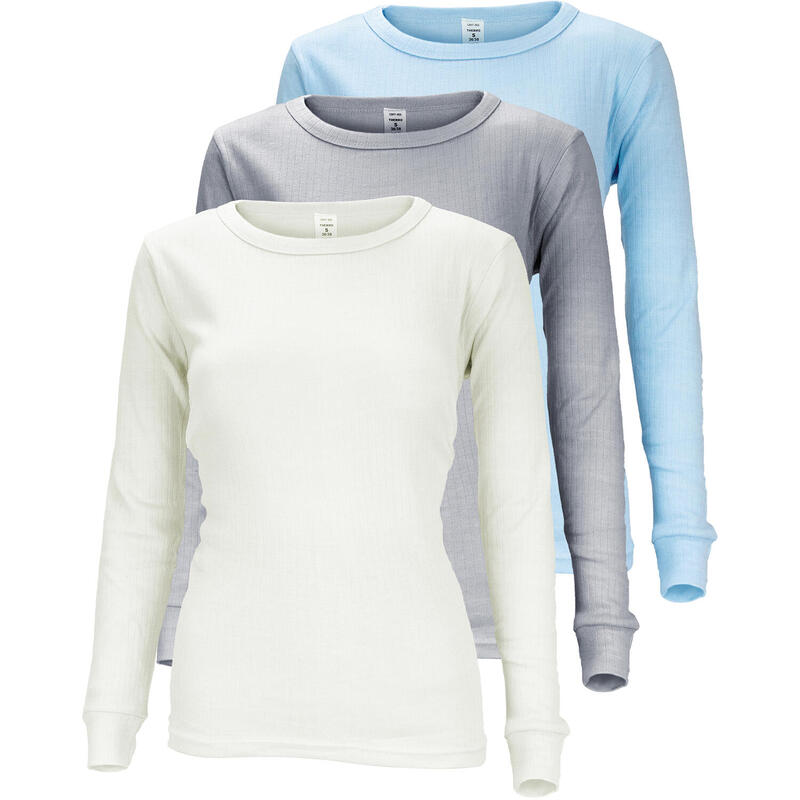 3 t-shirts thermiques | Sous-vêtements | Femmes | Crème/Gris/Bleu clair