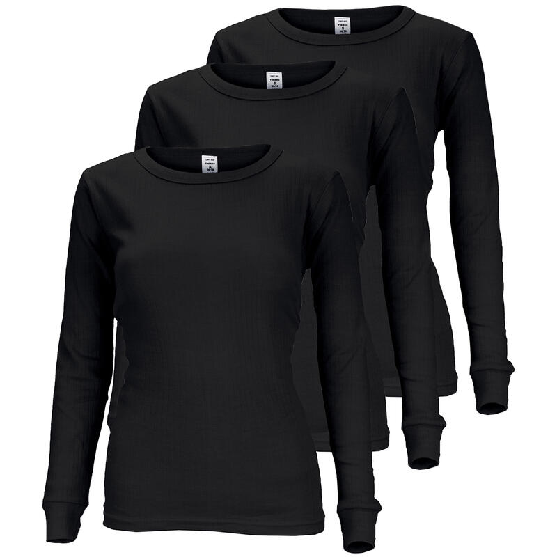 3 magliette termiche | Biancheria | Donna | Pile interno | Nero