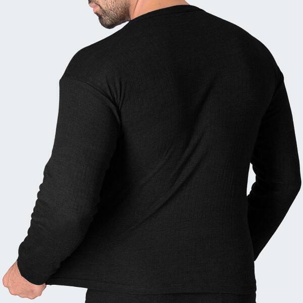 Maglietta termica | Maglia sportiva | Uomo | Pile interno | Nero