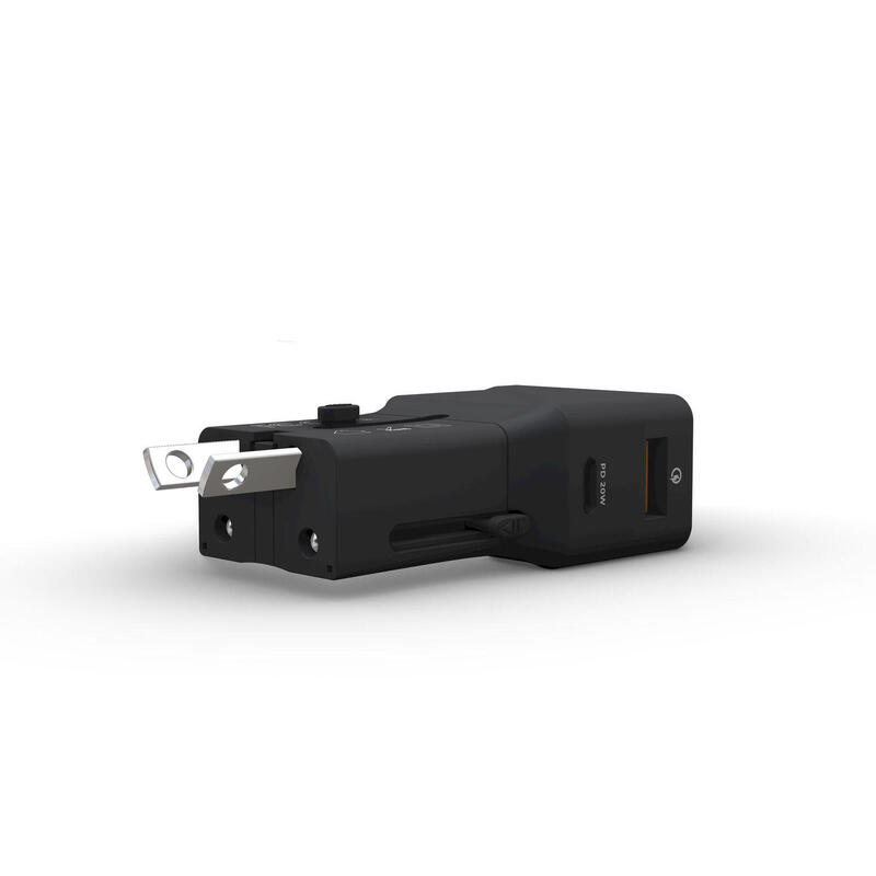 Enchufe mundial universal RollingSQUARE con 1 USB-C y 1 USB-A