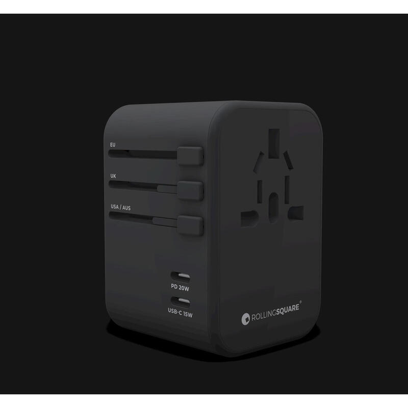 Adaptateur de voyage Rolling Square World Plug l Chargeur rapide universel de