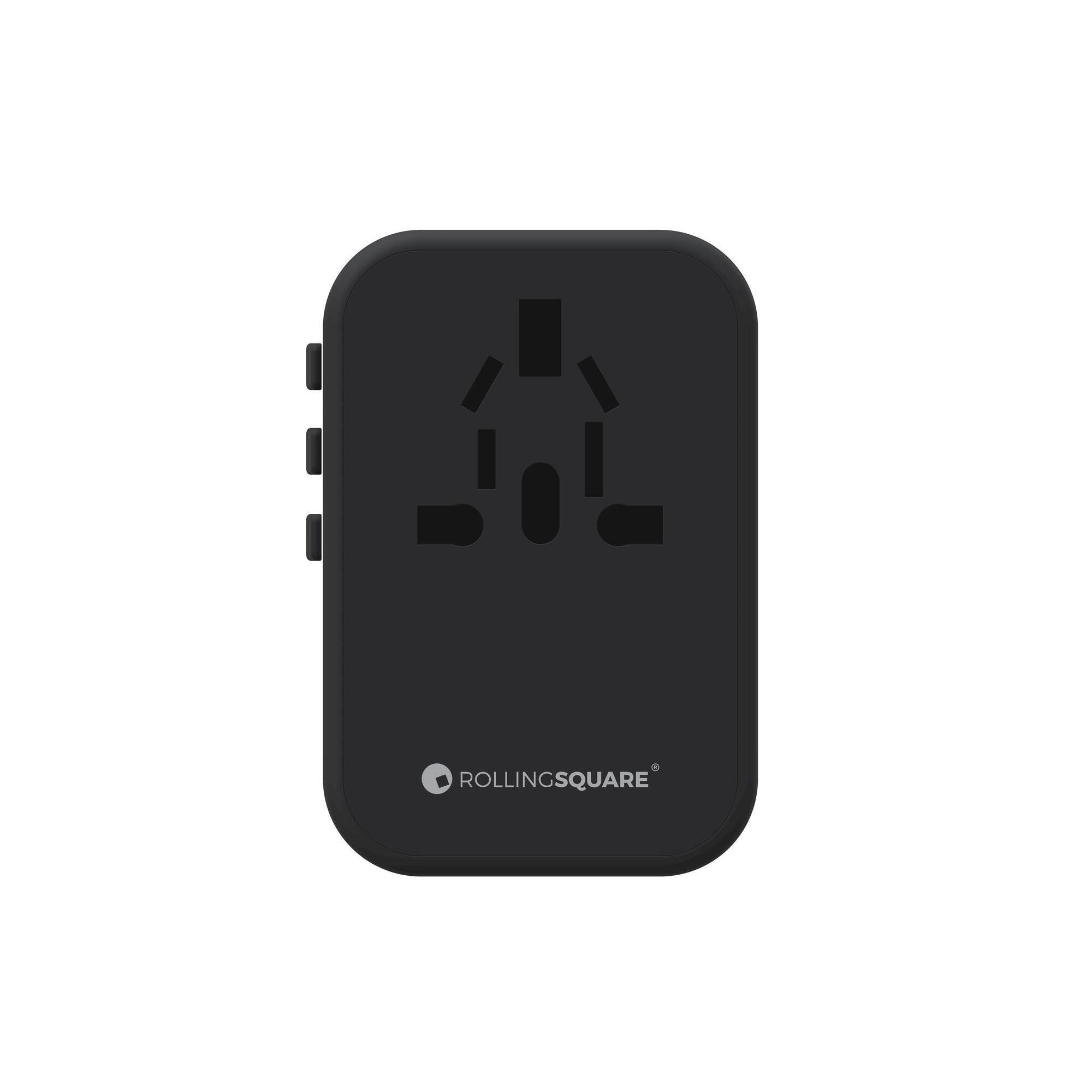 RollingSQUARE universal global plug with 2 USB-C and 3 USB-A