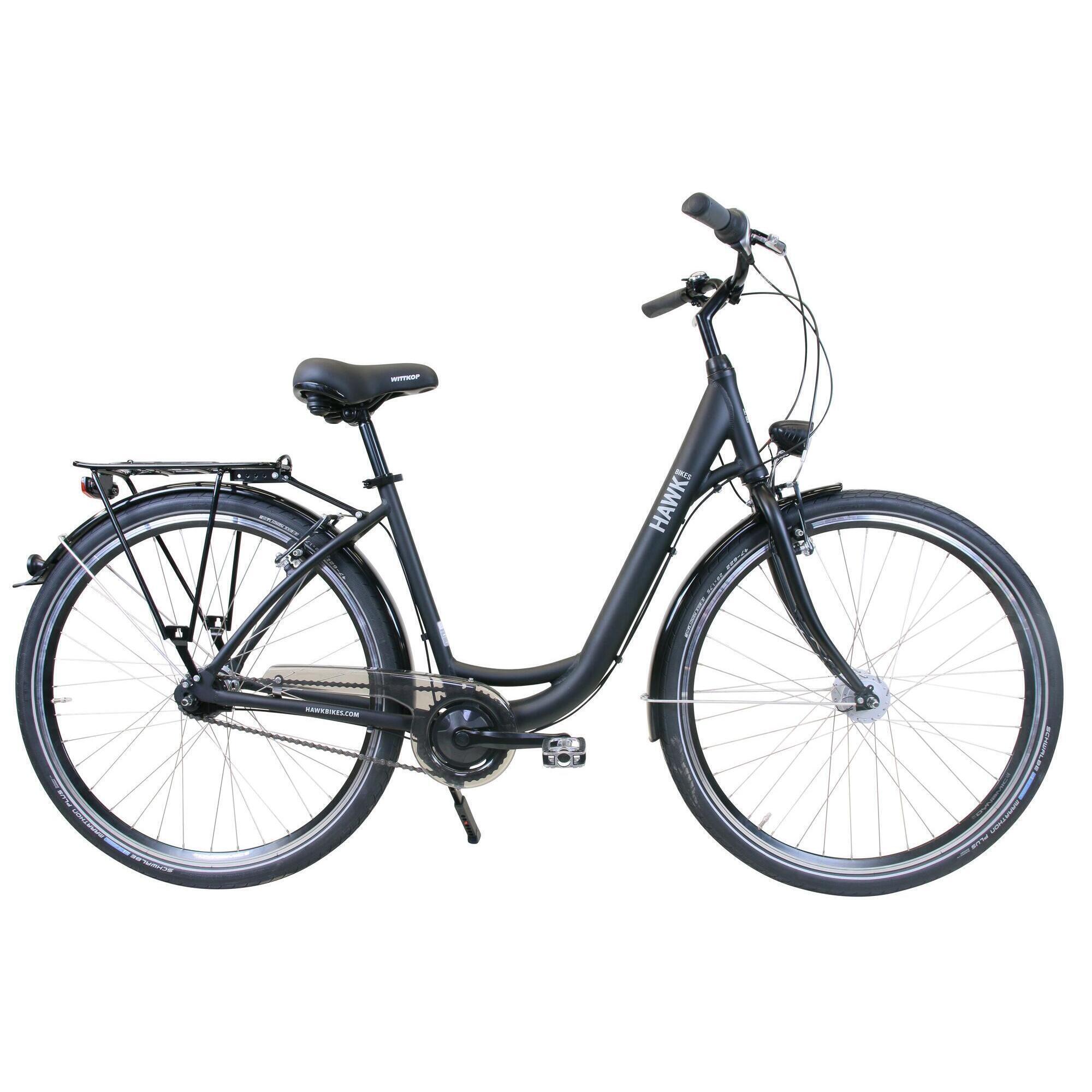 HAWK BIKES HAWK City Wave Easy Fahrrad Damen Herren 26 Zoll Schwarz 7 Gang Nabenschaltung