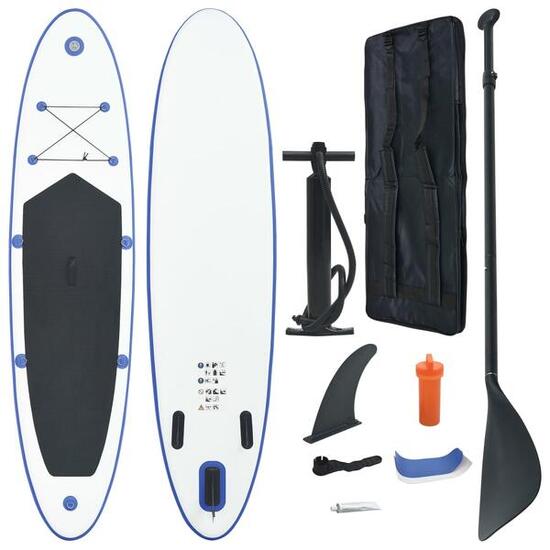 VidaXL paddle gonflable bleu et blanc