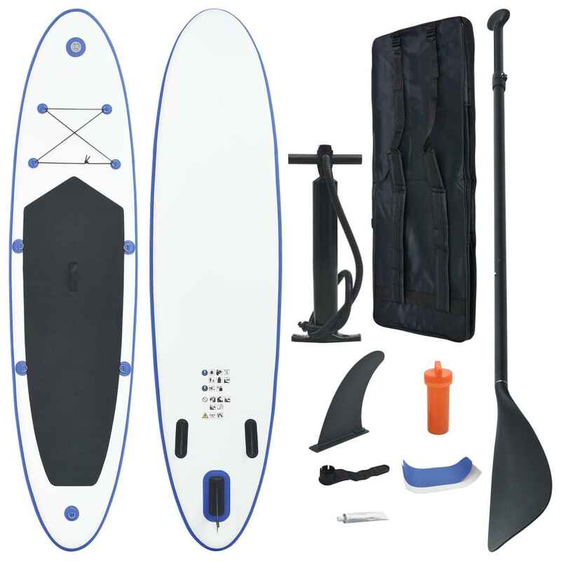 Stand Up Paddle Surfboard SUP Aufblasbar Blau und Weiß Media 1
