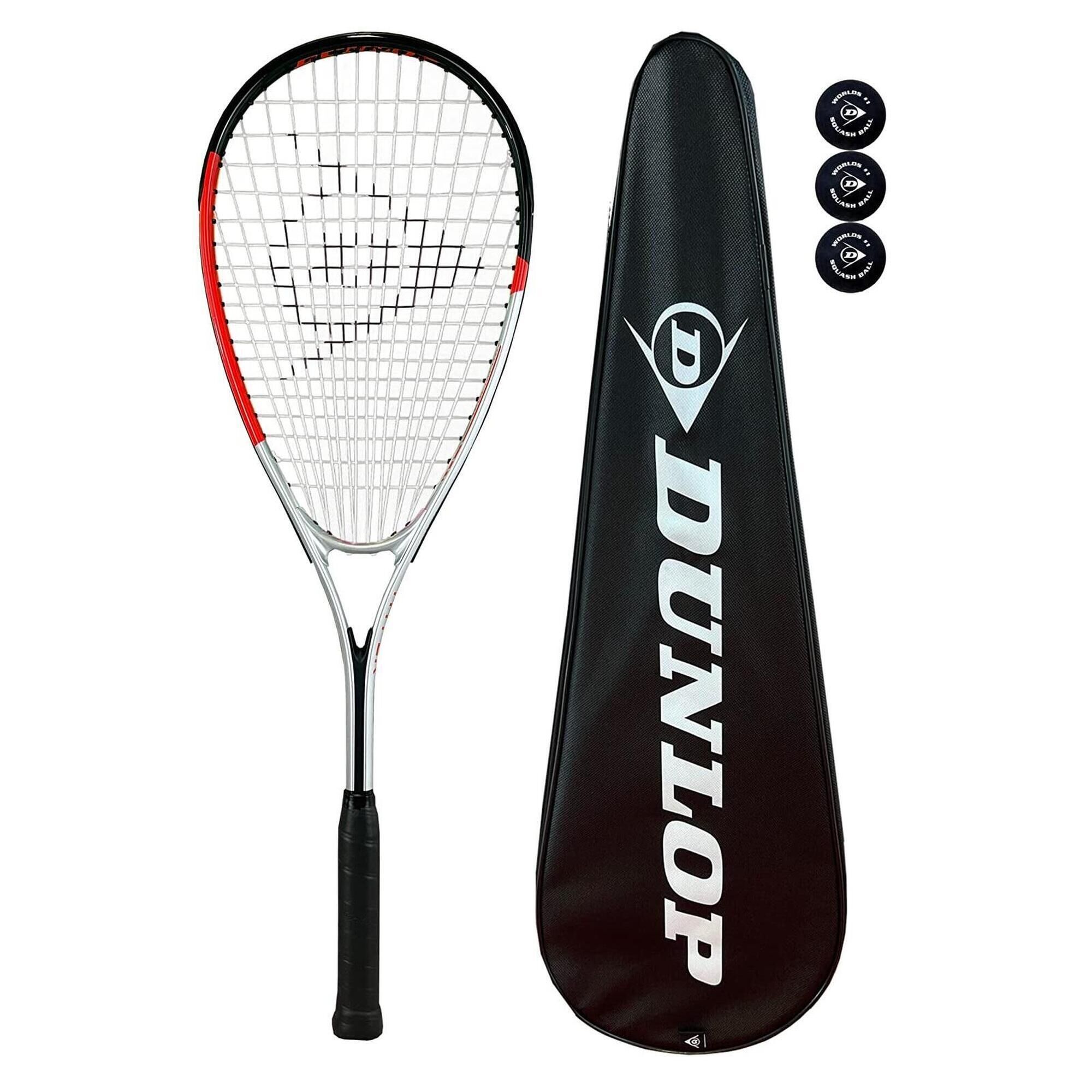 DUNLOP Dunlop Hyper X-Lite Squash Racket, inc Squash Balls & Full Protective Cover