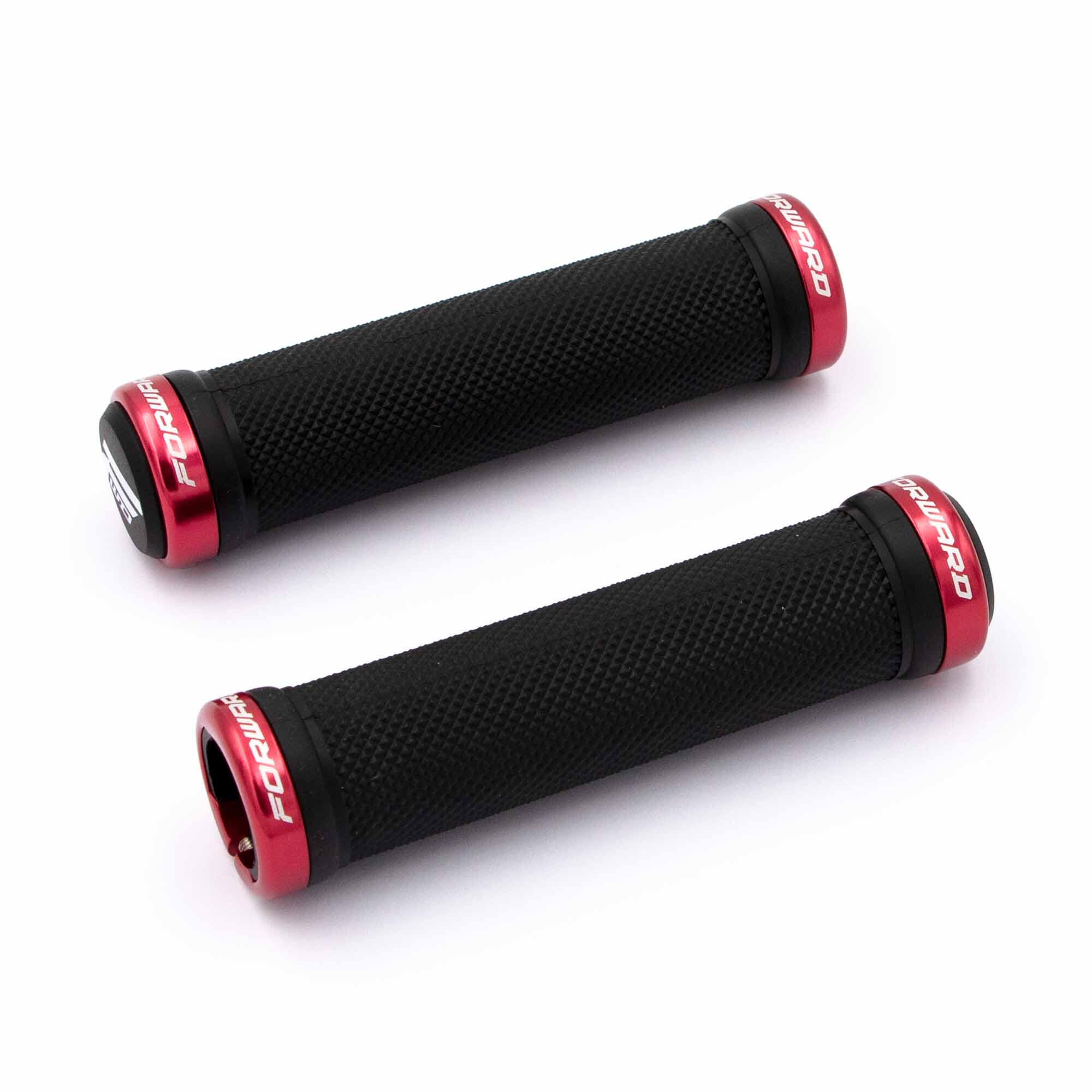 Punhos de bicicleta forward preto - paragon two lock vermelho 128mm