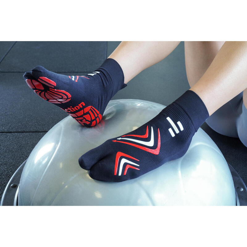 Chaussettes Rebound adulte Calisthenics antidérapantes antibactérien noir rouge