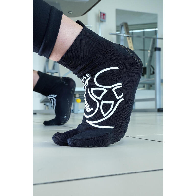 sokken Pilates 1 vinger voor volwassenen voor gym antislip zwart wit