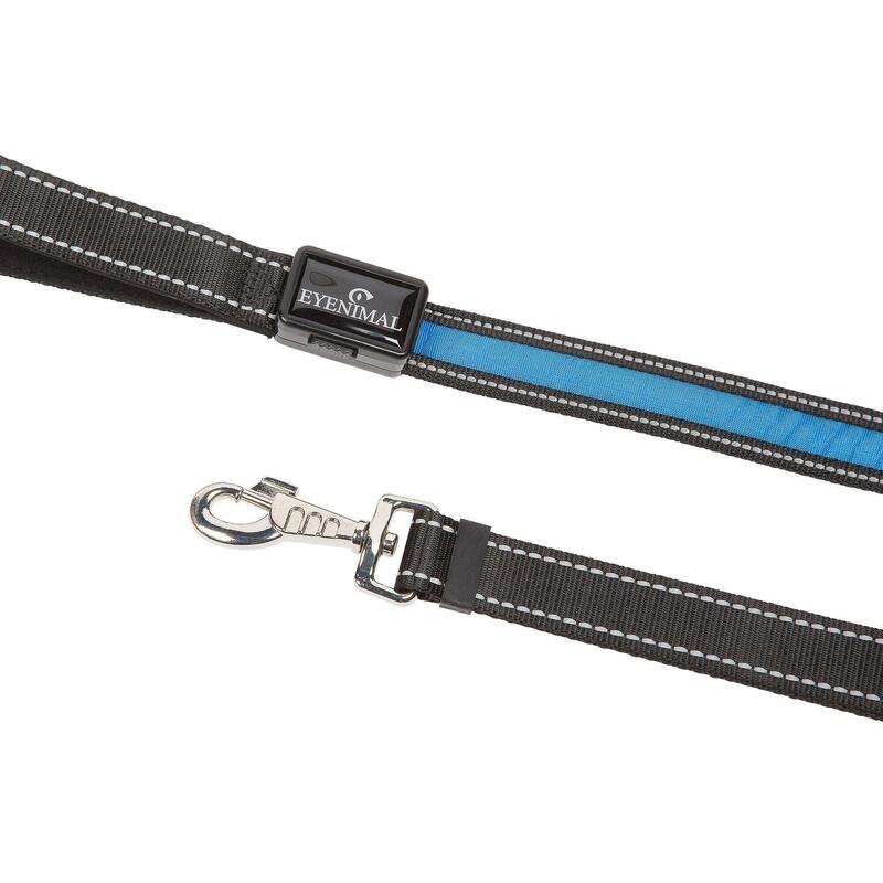 Laisse lumineuse rechargeable pour chiens "LIGHT LEASH" bleue
