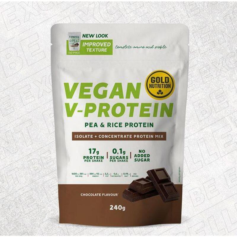 Pudra proteica vegetala, GoldNutrition, V Protein Ciocolata, 240 g