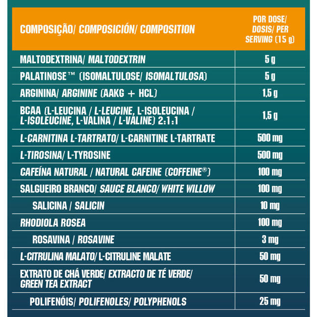 SUPLEMENTO PRÉTREINO PREWORKOUT ENDURANCE LARANJA 300 G GOLD NUTRITION Decathlon