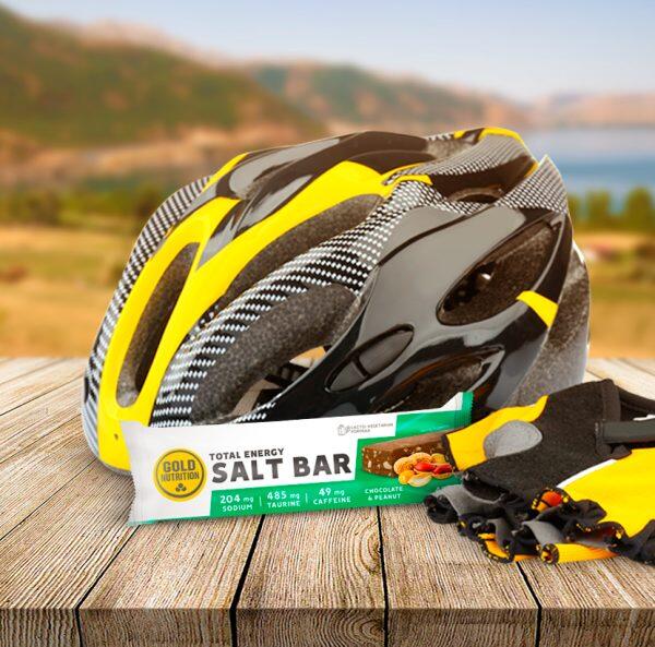 Baton energizant, GoldNutrition Total Energy Salt Bar, ciocolata si alune, 40 g 2/3