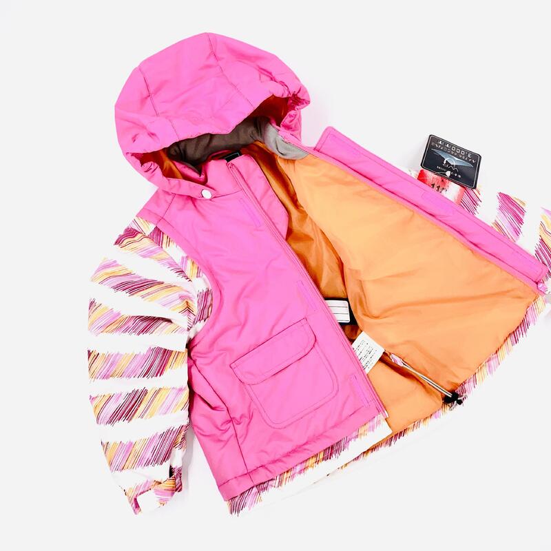 童裝防水雪褸 - 粉紅色/白色