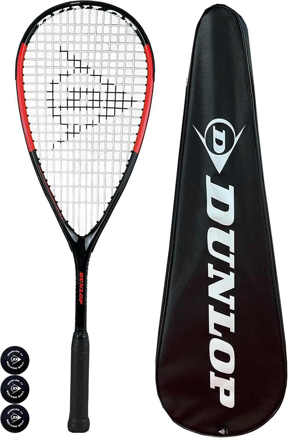 Dunlop Hypermax Lite Ti Squash Racket + Cover & 3 Squash Balls DUNLOP