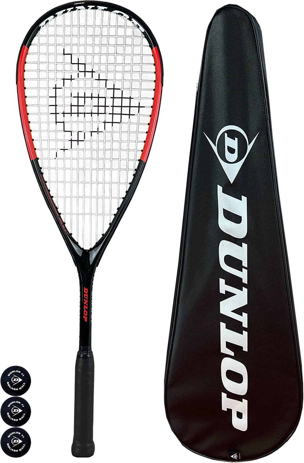 DUNLOP Dunlop Hypermax Lite Ti Squash Racket + Cover & 3 Squash Balls
