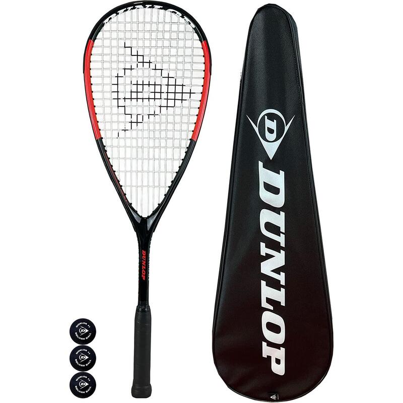 Dunlop Hypermax Lite Ti Squash Racket + Cover & 3 Squash Balls DUNLOP