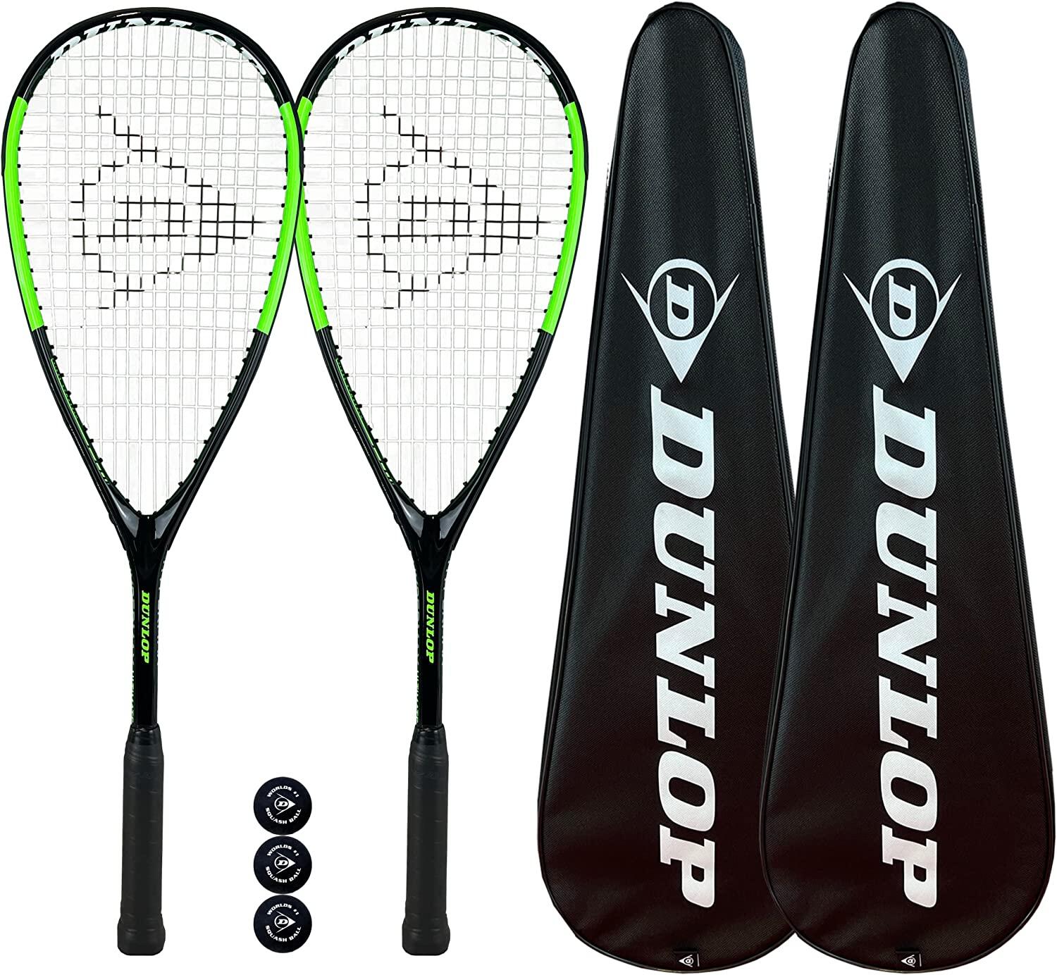 Dunlop Hypermax Ultimate Squash Racket Twin Set inc Covers & 3 Squash Balls 1/1