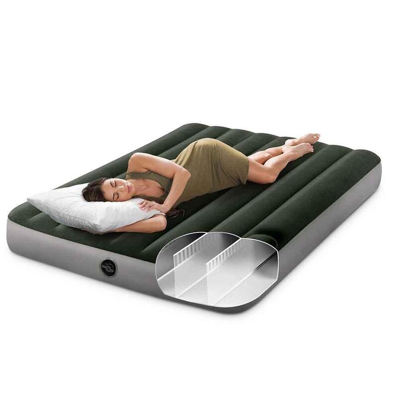 Full Dura Beam Inflatable 2 persons Camping Mattress With Foot Bip - Green