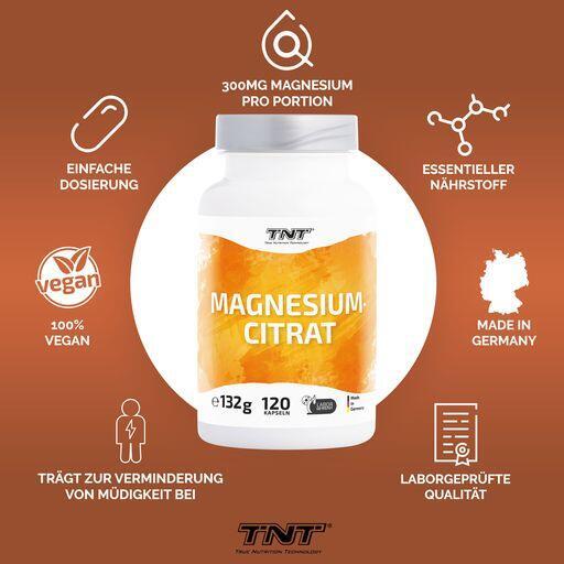 Magnesium Citrat, Kapseln zur Verminderung von Müdigkeit und Elektrolyt
