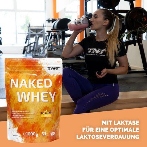 Naked Whey Protein - hoher Eiweißanteil, mit Laktase für bessere Verdauung