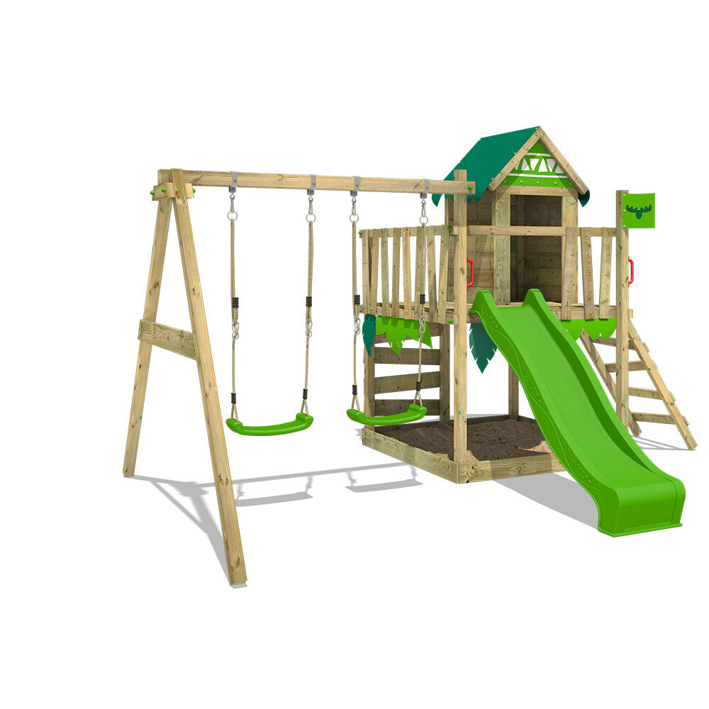 Fatmoose - Aire De Jeux Jazzyjungle Avec Toboggan Vert Pomme - Aire De Jeu - Vert - No Size - Decathlon