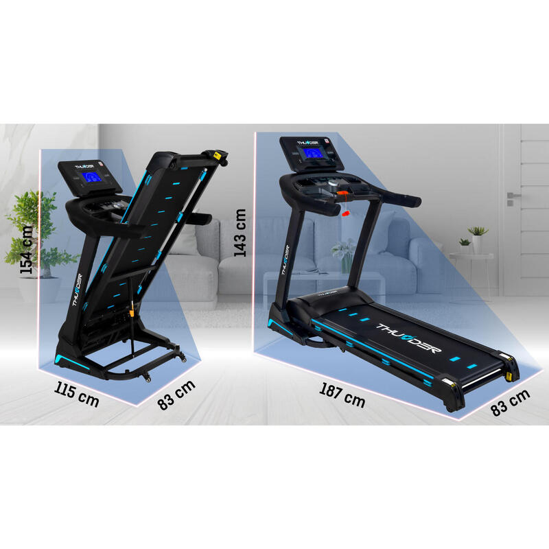 Futópad összecsukható elektromos 180 kg THUNDER CORE-S-BLACK 20 km/h