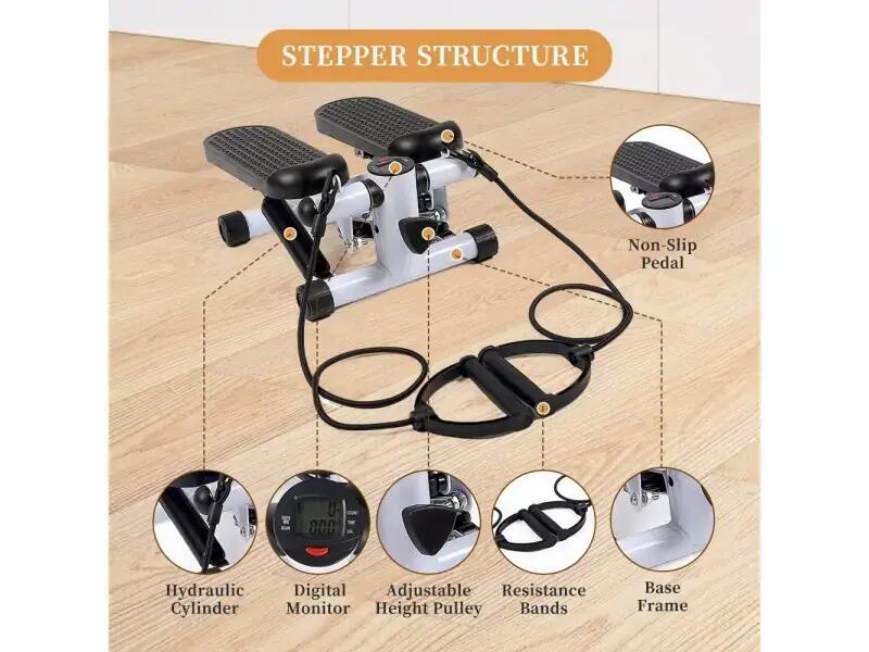 Stepper FitTronic S100, afisaj electronic, corzi pentru antrenarea bratelor 2/4
