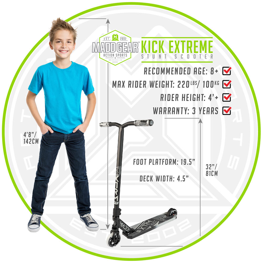 MADD GEAR KICK EXTREME V5 PRO STUNT SCOOTER – AGE 8+ - BLACK / SILVER 4/5