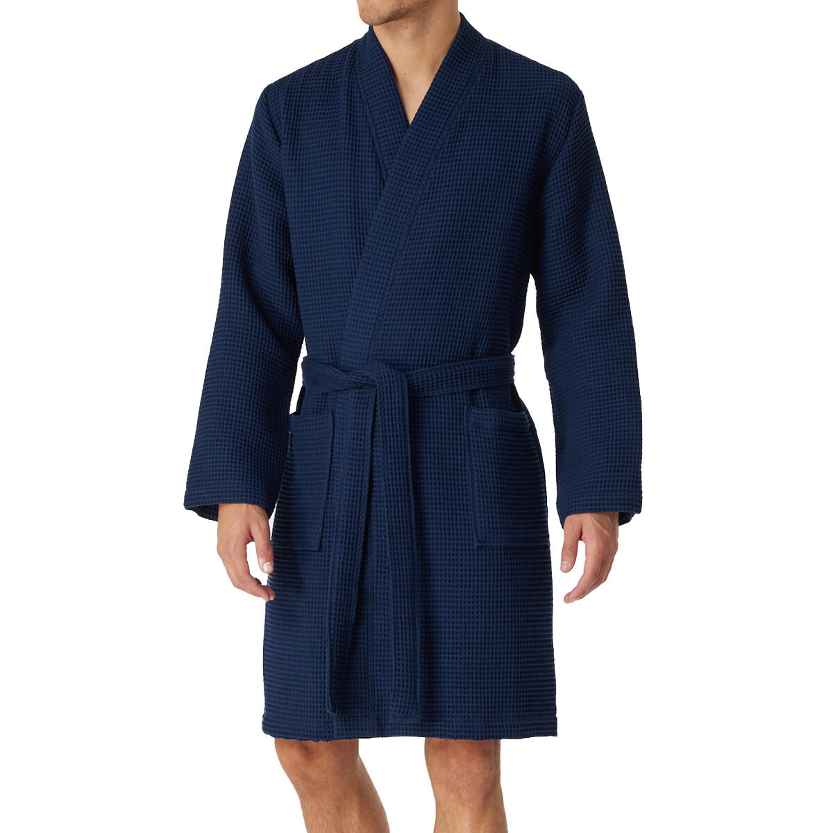 Schiesser - Peignoir Homme - Waffel Piqué - Organic Cotton - Peignoir De Bain - Bleu - 42 M/l - Decathlon