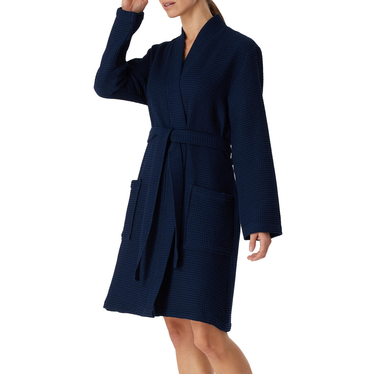 Schiesser - Peignoir Femme - Waffel Piqué - Organic Cotton - Peignoir De Bain - Bleu - 40 M - Decathlon