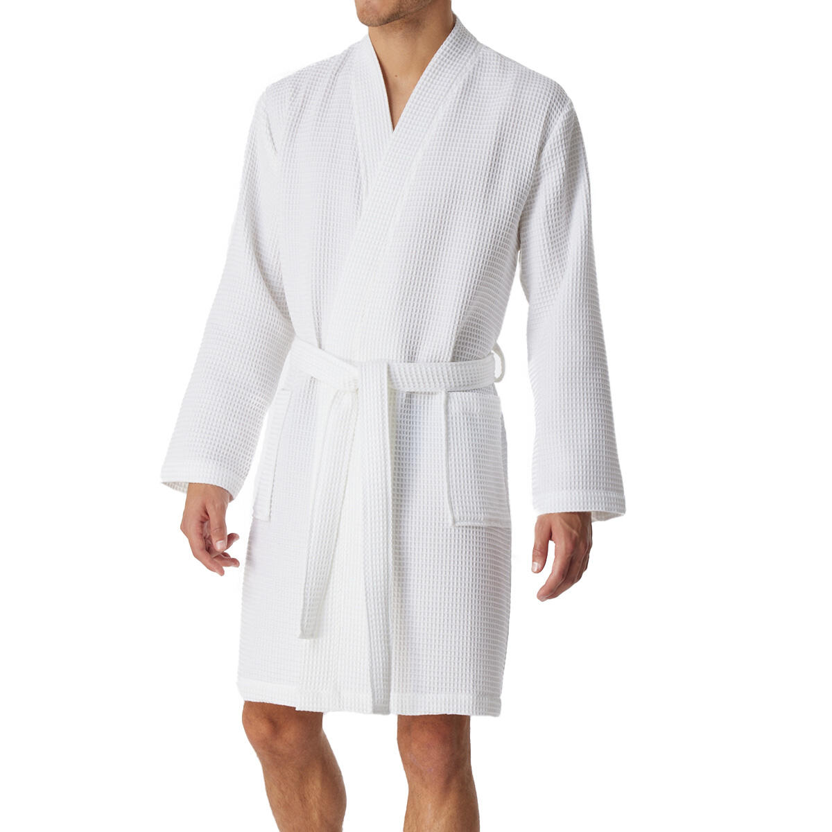 Schiesser - Peignoir Homme - Waffel Piqué - Organic Cotton - Peignoir De Bain - Blanc - S - Decathlon
