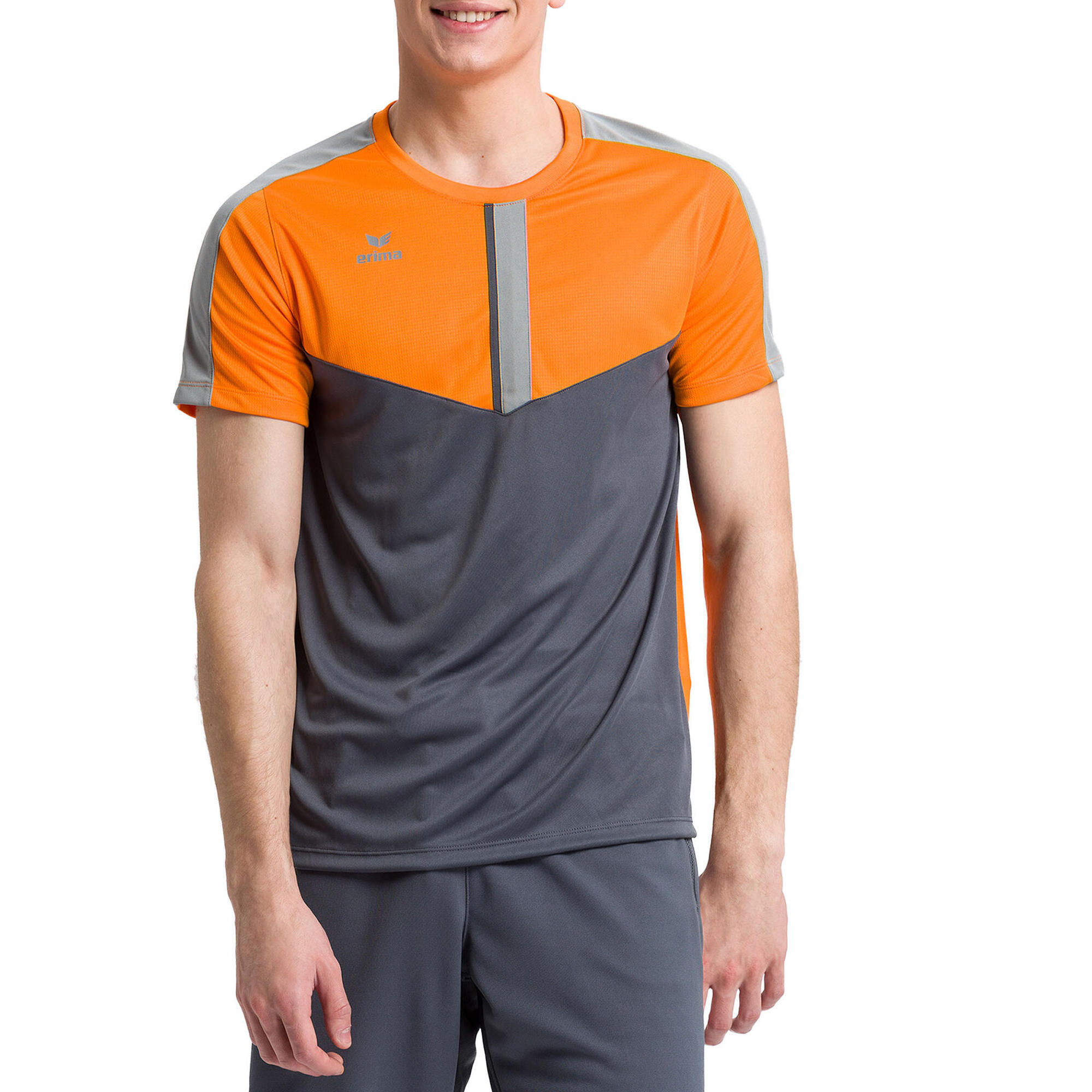 Erima - T-shirt Erima Squad - T-shirt Manches Courtes - Gris|jaune|orange - S - Decathlon