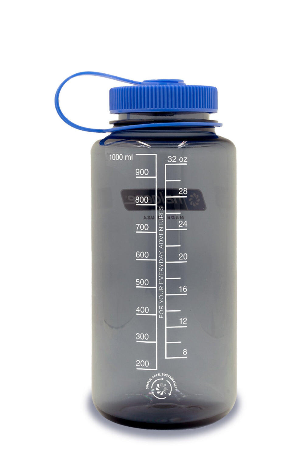 1L Wide Mouth Sustain Water Bottle - Made From 50% Plastic Waste - Grey 2/3
